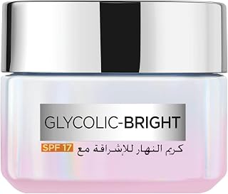 L’Oréal Paris L’Oreal Paris Glycolic Bright Day Cream z SPF 17, 50 ml, krem rozjaśniający skórę z kwasem glikolowym, który wyraźnie minimalizuje plamy i ujędrnia jednolitą i ujędrnioną skórę