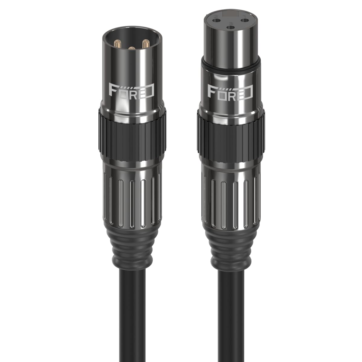 FORE 3.3 Feet 1-Pack XLR to XLR Cables, XLR Microphone Cable, Oxygen-Free Copper (OFC) XLR Male to Female Cord, Mic Cord, XLR Speaker Cables,Color Gunmetal Grey & Black - 1 Pack 3.3 Feet