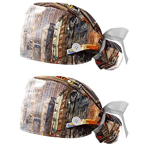 Chapeaux de travail JDEZ anti-transpiration : lot de 2 casquettes bouffantes aquarelle France