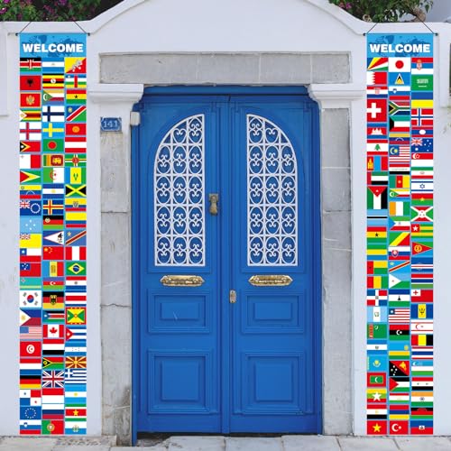 International Flags Decorations Multicultural Classroom Decor Multicultural Welcome Porch Sign