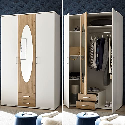 Armario de 3 puertas batientes Kassel con espejo de cuerpo entero para ropa y hogar 6