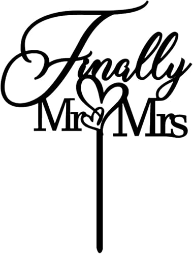 Miniatura 7 de Finally Mr&Mrs - Decoración para tartas de boda, elegante decoración para aniversario de boda, decoración romántica para tartas (negro acrílico)