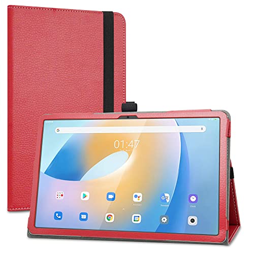 LiuShan Compatible avec Blackview Tab 12 Tablette Coque，PU Cuir Etui et Pliable Stand Folio Coque pour Blackview Tab 12 Tablette 10.1 Pouces,Rouge