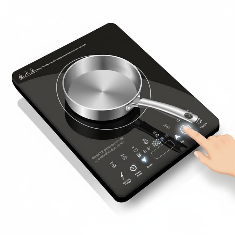 Image of Drumstone (15 Years Replacement Warranty) 2000W Portable Electric Induction Cooker - Fast Heating, Touch Control, Energy Efficient, Smart Temperature, Safety Lock, Compact & Portable Design