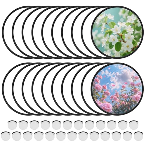 Ovveroche 45 Pcs Sublimation Foldable Flying Disc Fans 9.8 Inch White Sublimation Graduation Fans Polyester Black Edge Folding Fan Set with Bag for Wedding Party Favors
