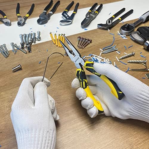 BOOSDEN 8 inch Needle Nose Pliers with Side Cutters, Precision Long Nose Pliers with Wire Cutters, Professional Needle Nose Spring Loaded Pliers, Used for Cutting Clamping Pinching Jewelry Making