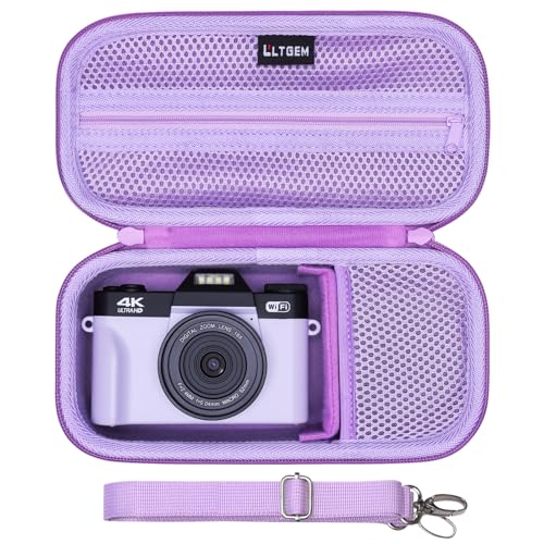L LTGEM 4K Digital Camera Case Compatible with VJIANGER/YIGLLO/Zostuic/Duluvulu/Gavonde/XNSIAKXA/FlyFrost/SIXTARY/DUOCH 4K Vlogging Camera with Shoulder Strap, Purple