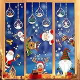 EasyAcc 9 Blätter Fensterbilder Weihnachten Selbstklebend, Weihnachten Fenstersticker PVC Winter Deko Weihnachtsdeko, Fensterdeko Selbstklebend Wiederverwendbar Fensteraufkleber PVC Fensterbilder