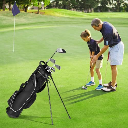 Officejoy Golf Stand Bag, Portable Golf Clubs Bag W/4 Way Dividers, 4 Pockets, Adjustable Shoulder Straps, Pencil Golf Bag W/ 2 Non-Slip Stand, Lightweight Golf Bag For Men Women (Black) #TOP6