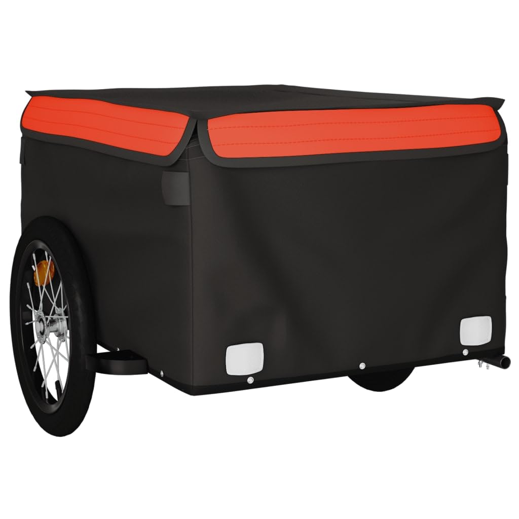 LAPOOH Przyczepa rowerowa, czarno-pomarańczowa, 45 kg, żelazo, przyczepa ładunkowa, przyczepa rowerowa, przyczepka rowerowa (SPU: 94082)