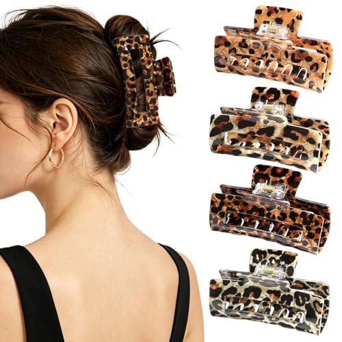 Pinzas para cabello diseño leopardo 4 piezas miniatura 1