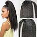 Produktbild Moresoo 24 Zoll Ponytail Hair Extension Wrap for Women Kinky Straight Off Black Menschliches Haar Ponytail with Drawstring 100g Per Package Color 1B