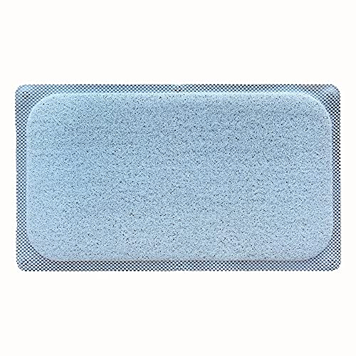 29.5 in. W x 17.25 in. L Loofa Bath Carpet 6 Suction Cups in Angel Blue