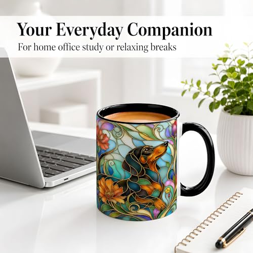 Taza de cerámica con diseño de perro dachshund 11 oz miniatura 2