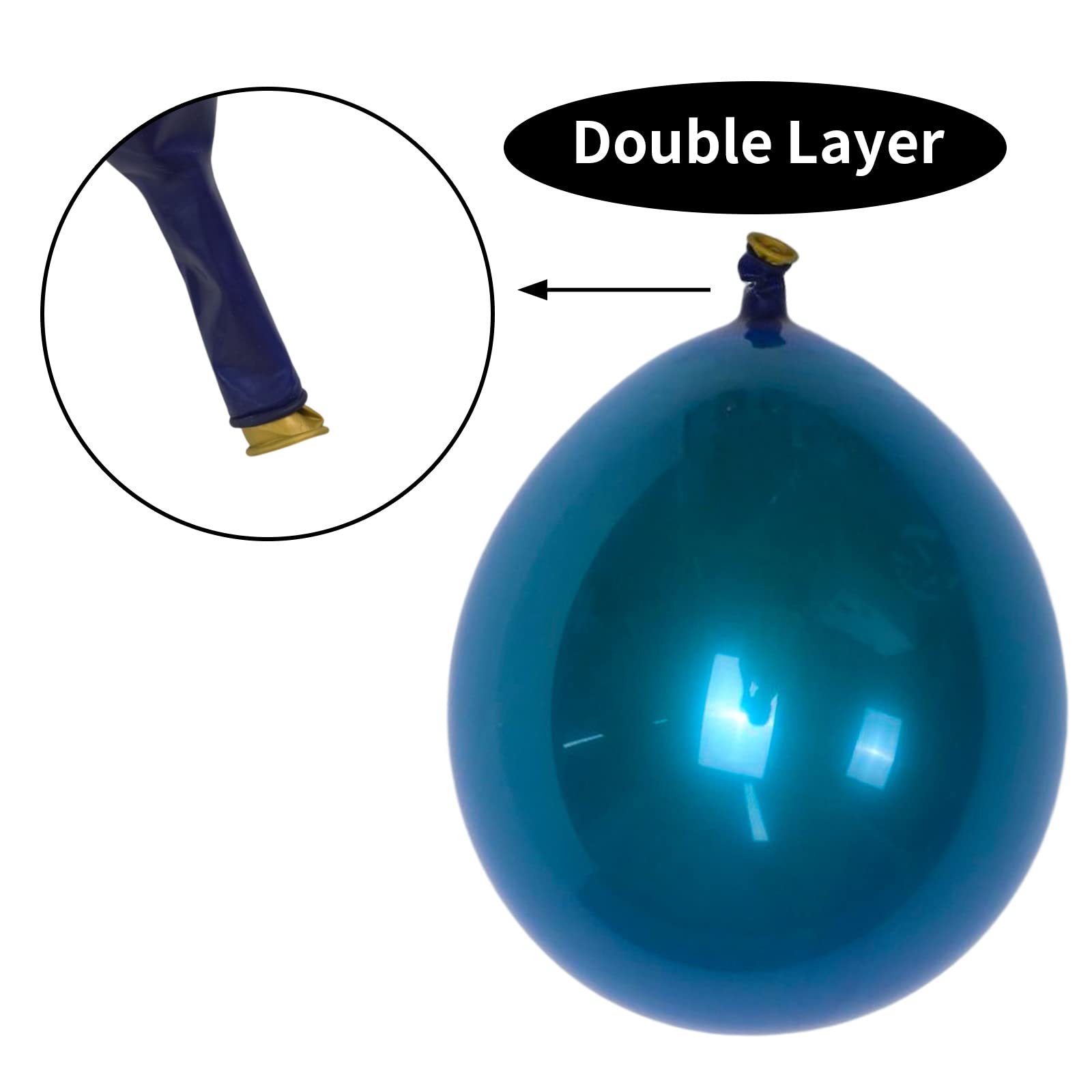 Luftballons Blau Metallic, Doppellagige Luftballons 50 Stück Metallic Ballons Blau Luftballons, Glänzendes Chrom Blaue Luftballon Set Partyballons für Mann Junge Geburtstag Hochzeit Party Deko