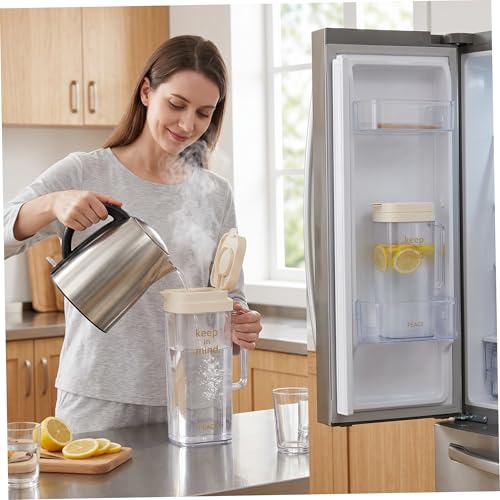 Pichet en plastique avec couvercle bouteille d'eau beige 2L pour table