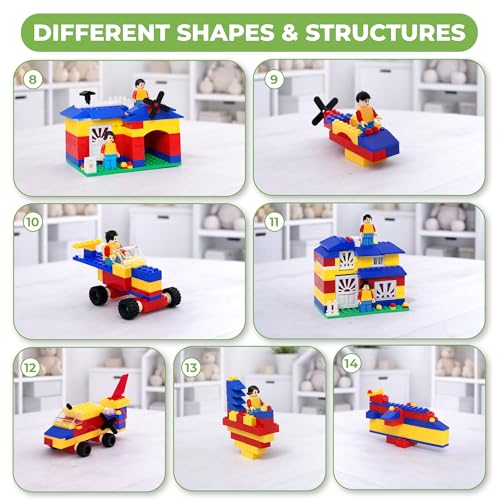Image of RATNA'S Genius Building Blocks Set, 230 Interlocking Pieces to Make Houses, Helicopters, Boats and Vehicles, Educational Construction Blocks Creative Learning Toy for Kids 3+ Years