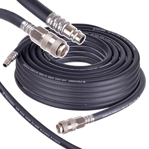 TC Technic Gummischlauch 15 m Druckluftschlauch 8x14 mm – mit Schnellkupplungen – flexibler Luftschlauch für Kompressor, Werkstatt, Druckluftwerkzeuge