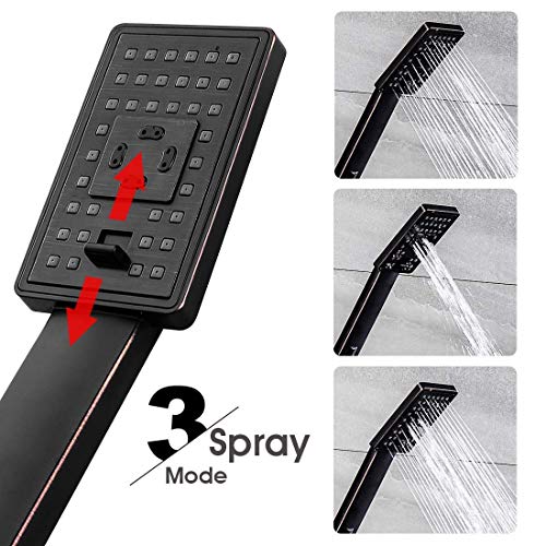 BRIGHT SHOWERS Cabezal de Ducha de Mano Alta Presión con Acabado Bronce Frotado, Cabezal de Ducha Cuadrado Ajustable con Brazo Extensor de 10 Pulgadas miniatura 2