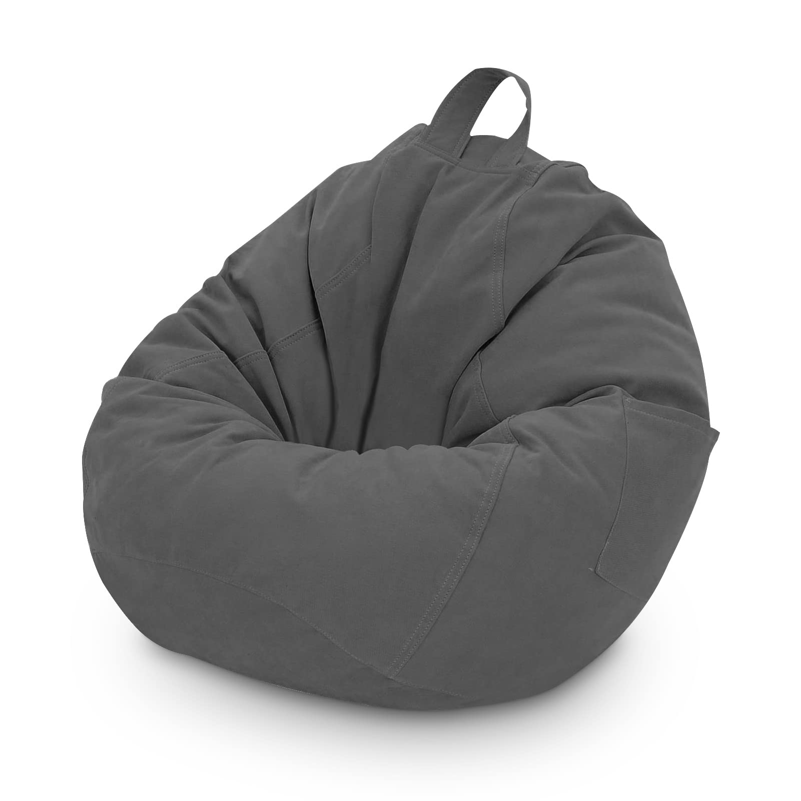 Trintion Bean Bag Chair Cover No Filling Soft Gaming Bean Bag Chair Lazy Bean Bag Sofa Chair Cover for Adult Kid Storage Stuffed Animal Soft Toy 80 x 90cm Dark Gray — image 1