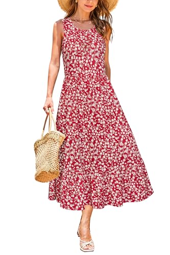 Image of STYLEWORD Womens Summer Casual Short Sleeve Flowy Midi Beach Dress