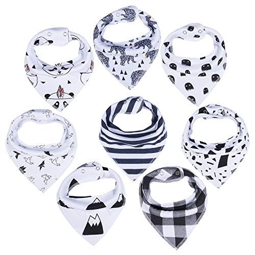 8 Pack Bibs Baby Bibs Bandana Bibs Gelisite Organic Cotton for Absorbent Drooling Teething Black Pattern GL000?