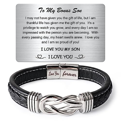 to My Son Bracelet from Mom - Gifts for s Birthday Gifts for Men with Engraved Wallet Card,Son Bracelet Gifts for Him 3 tiger eye bracelet