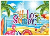 WOLADA Hello Summer Backdrop Summer Pool Party Background Swimming Pool Birthday Party Backdrop Hawaiian Party Photography Background 7x5FT 12565