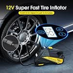 Tire Inflator Portable Air Compressor - DC 12V Air Pump for Car Tires with 150PSI LCD Digital Gauge & Emergency LED Light,Auto Tire Pump for Cars,Motorcycles,Bikes,Balls (Large)