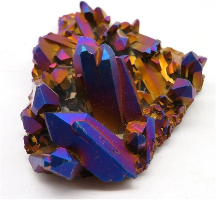 Meditation Home Natural Crystal Rainbow Electroplating Angel Aura Quartz Decorative Crystal Clusters (Size : 250-300g)
