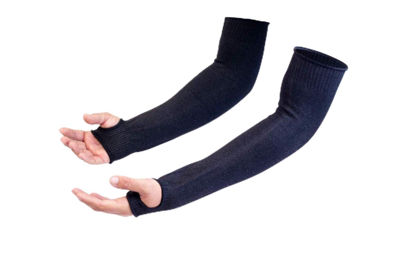 MAGID Cut Resistant Protective Arm Sleeves | 100% Kevlar Knit 22" Double Layered Cut Resistant Sleeve with Thumb Slot - Cut Level 4, Fire Resistant, 22" Length, Black (3 Pair)