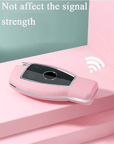 Miniatura 6 de SANRILY Funda para llave de Mercedes Benz A B C E R Class GLK GLA GLC GLE CLS SLK AMG Funda protectora de llave con llavero blanco