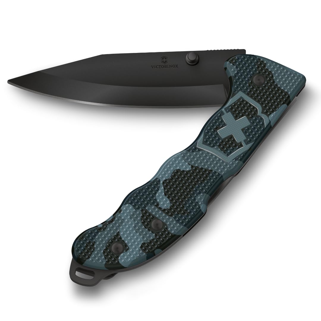 Victorinox Coltellino Svizzero Hunter Evoke BSH Alox, Multiuso, Outdoor, 4 Funzioni incl. Lama da 10 cm e Perno per Pollice, Blu Marino Mimetico