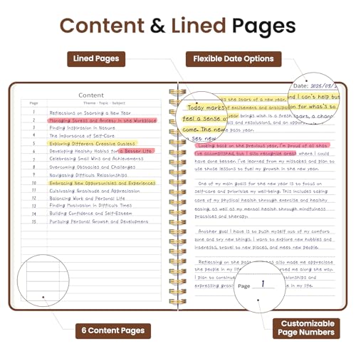Image of Taja Lined Spiral Journal Notebook for Women & Men, 140 Pages, College Ruled Hardcover Notebook for Work & Note Taking, Journals for Writing, A5(5.7 inch x 7.9 inch) - Rust Brown