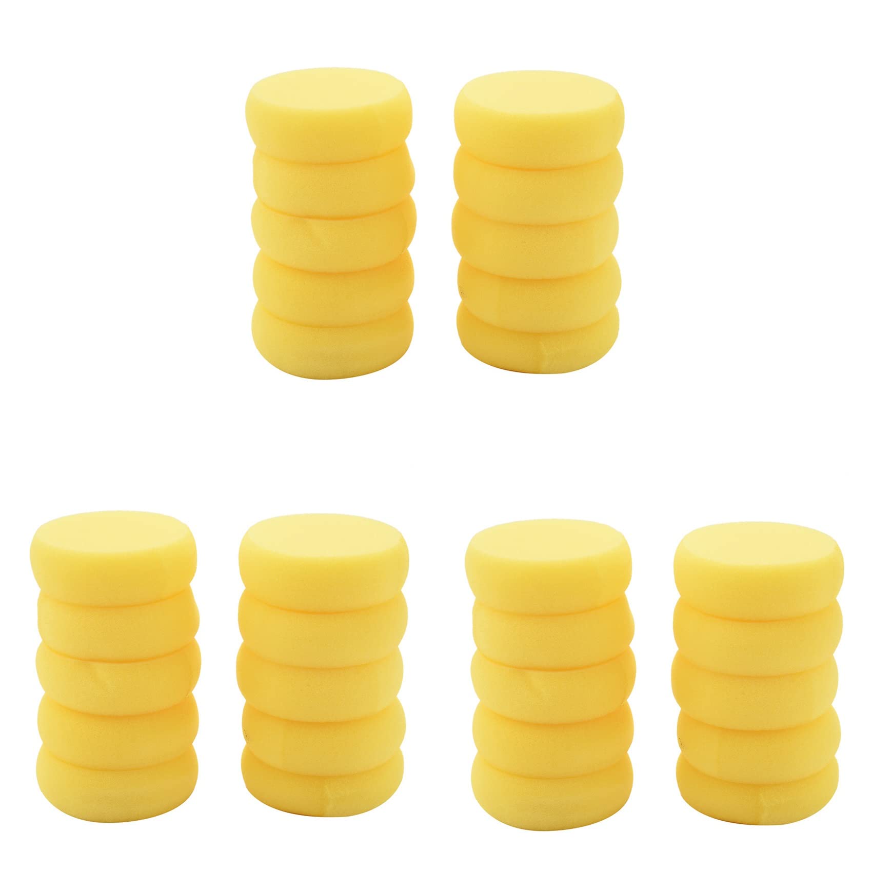 Jnchdghwa 30Pcs Round Synthetic Artist Paint Sponge Craft Sponges for Painting Pottery Watercolor Art Sponges Yellow 2.75Inch