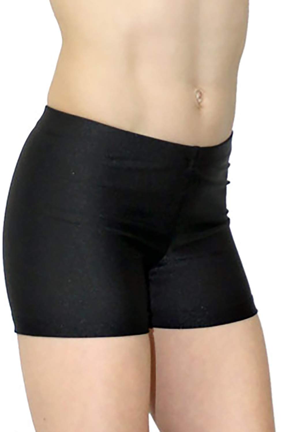 Shorty Kinder Hipster Kurze Mädchen Sporthose Glanz Lycra bi-elastisch Fitnesshose Hüfthose Hotpants Turnhose Gymnastikhose Shorts