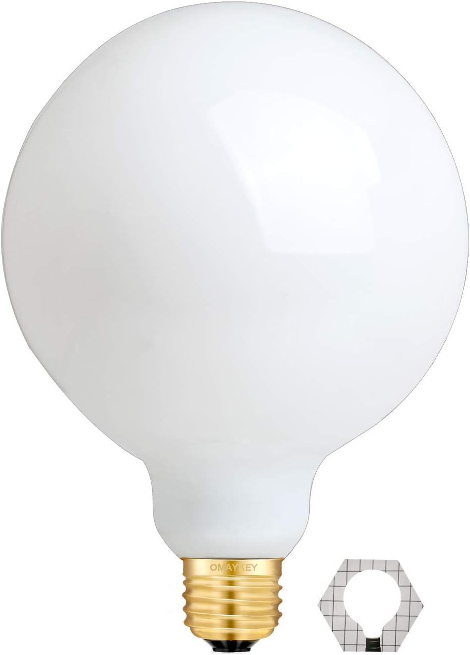 OMAYKEY 12W Dimmable Large LED Globe Opal Glass Bulb, 5000K Daylight White, 85W Equivalent 850 Lumen, E26 Medium Base, Vintage Edison G125(G40) Oversize Globe, Milky White Glass Filament Light Bulb
