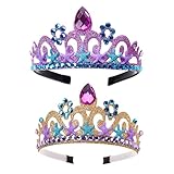 【Material de alta calidad】 Los accesorios para el cabello de la corona están hechos de tela brillante y pedrería, con mano de obra fina, peso liviano, conveniente y cómodo de usar, la corona es brillante y brillante, es la corona de princesa favorita para las niñas.