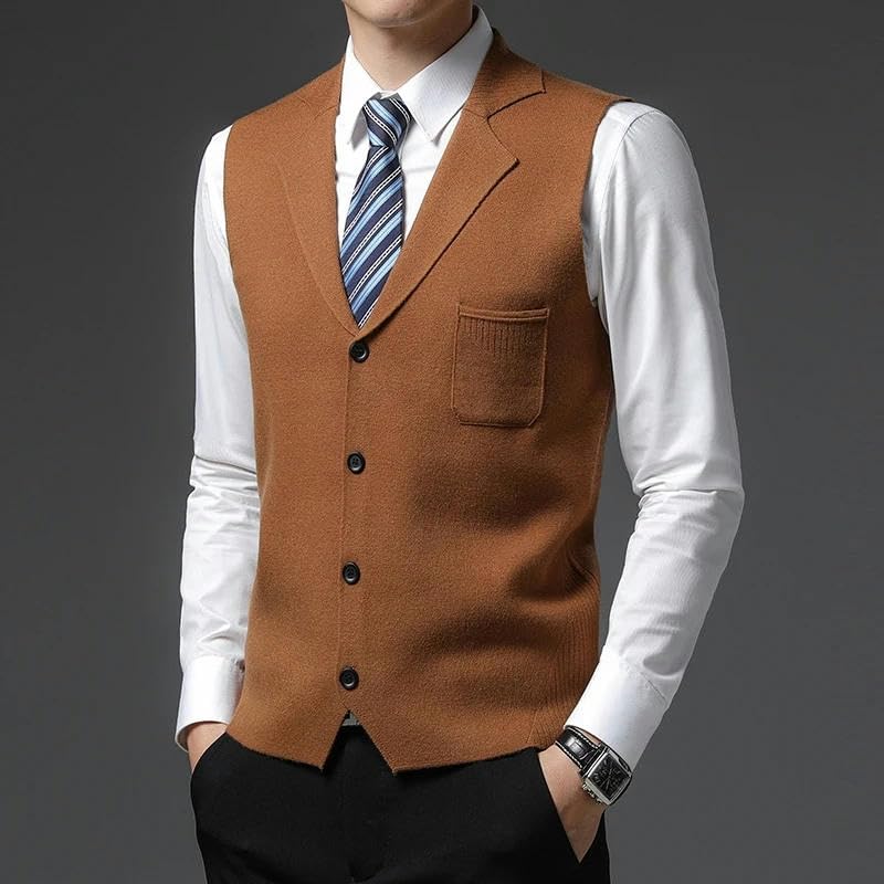 Anti-pilling Autum Lapel Knit Cardigan Casual Korean Sweater Sleeveless Vest3