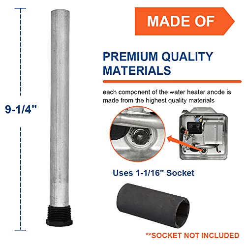 Rv Water Heater Anode Rod, Flush Wand And Stainless Steel Brush Cleaning Kit - 9.25"L X 3/4" Npt Thread Magnesium Rod For Suburban And Mor-Flo, Camper Hot Water Tank Rinser For Cleaning Sediment #TOP3