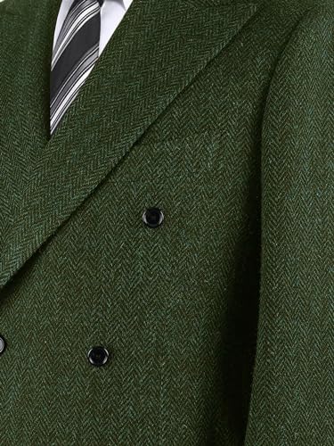 Vintage Herringbone Tweed Blazer British Peak Lapel Woolen Blend Tuxedo Jacket with Pockets4