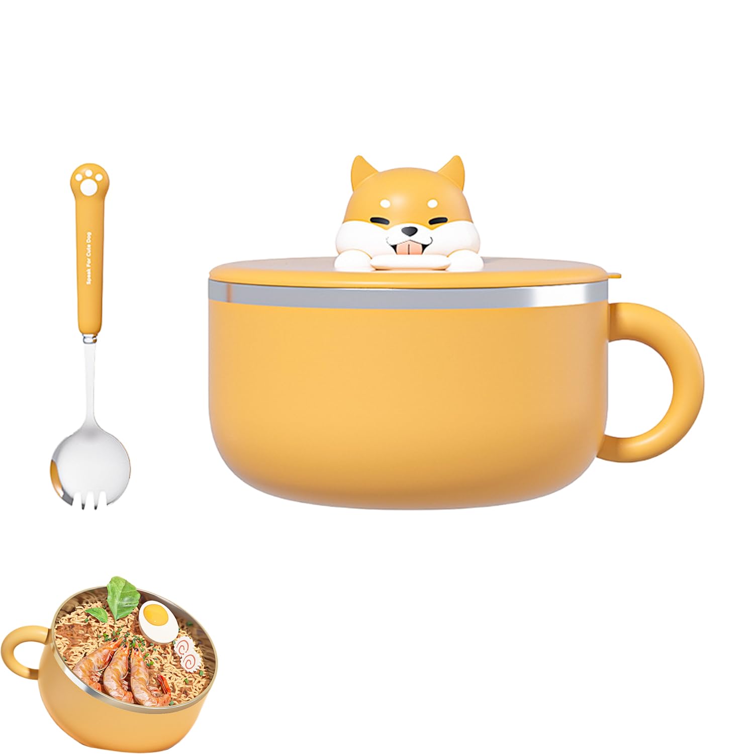 Ramen - Ciotola per pasta, 1200 ml, ciotole per zuppa con maniglie, ciotola per servizio istantaneo portatile con coperchio e cucchiaio, ciotola per pasta istantanea con coperchio per zuppa