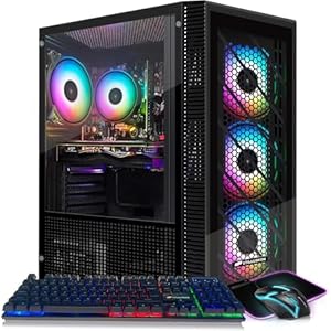 STGAubron Computadora de escritorio para videojuegos, Radeon RX 580 8G GDDR5, Intel 10ª generación G5905 3.5Ghz, 16G RAM, 512G SSD, WiFi, BT 5.0, ventilador RGB x 4, Windows 11 Home