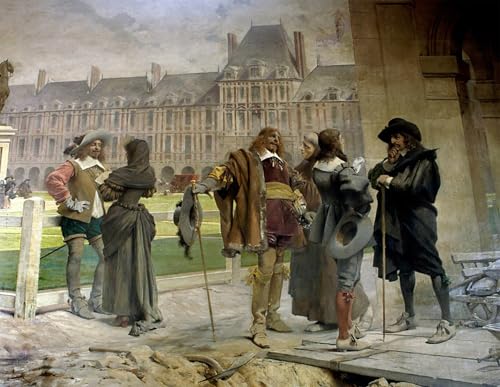 Cuadro de lienzo Pascal con Desargues presenta a Descartes pintura mural Francois Flameng 60x90