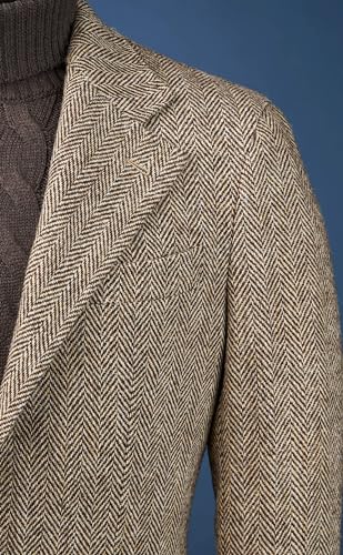 Mens Brown Wool Herringbone Tweed Jacket Sports Coat Check Classic Leisure Workwear Prom Groom Tuxedo Suit Blazer Pant4