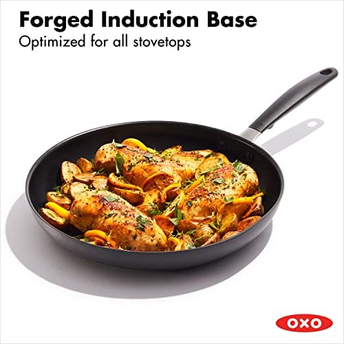 OXO Good Grips Hard Anodized, 30 cm Frying Pan Skillet, 3-Layered German Engineered Non-Stick Coating, Stainless Steel Handle with Non-Slip Silicone, Dishwasher Safe, Black