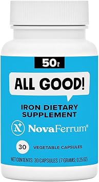 NovaFerrum All Good | Iron Capsule Supplements for Adults | Anemia | 50mg of Iron | 30 Servings | Sugar Free