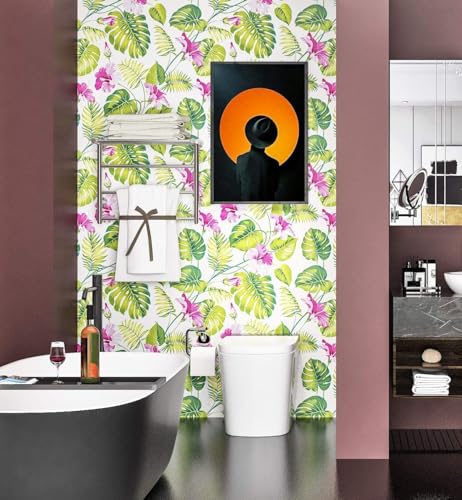 Image of ELTON Waterproof Peel and Stick Floral Wallpaper, Self-Adhesive Vinyl Wall Covering for Bedroom, Living Room Bathroom Cabinet, Countertop (45 x 600 cms, Garden Bloom)