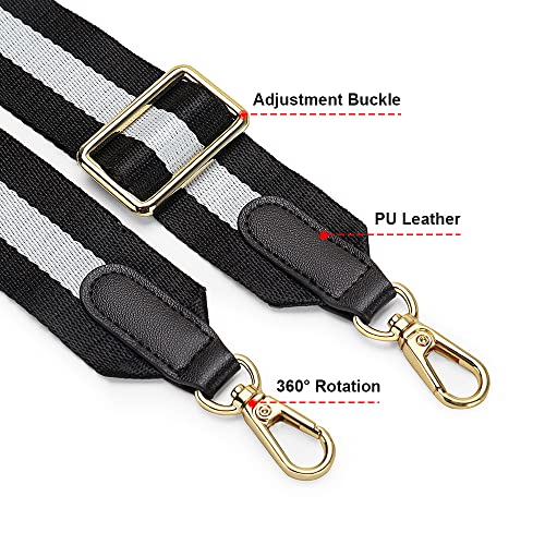 Image of nuoku Purse Straps Replacement Crossbody Straps for Purses Straps for Handbags Luggage Straps, Black & White