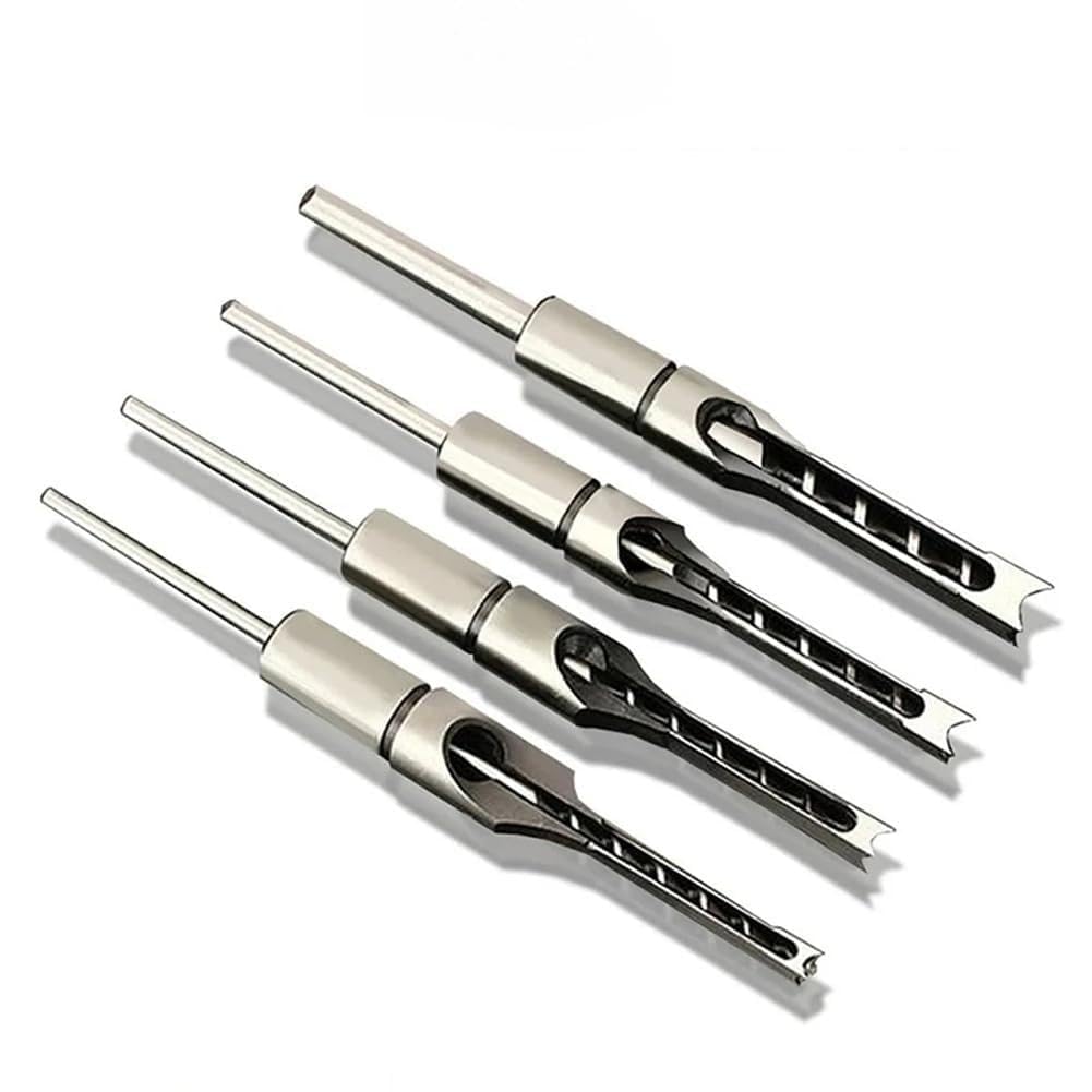 Jnchdghwa As Shown Hss Square Hole Drill Set 4Pc Woodworking Mortising Chisel Bit For Diy Drill Tool Making, Auger Drill Tools